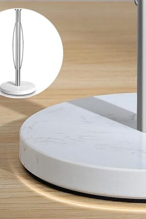 YIGII Heavy Marble Base Paper Towel Holder Countertop - Standing Paper Towel Roll Holder with Weighted Base, Papertowel Holder for Kitchen, White Marble