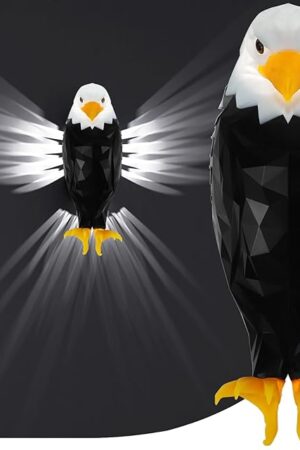 Bald Eagle Wall Light, American Eagle Night Light with Remote Control, Magnetic Wall Mounted Eagle Lamp for Bedroom, Living Room, Hallway, Battery Operated and Removable Charging Eagle Light