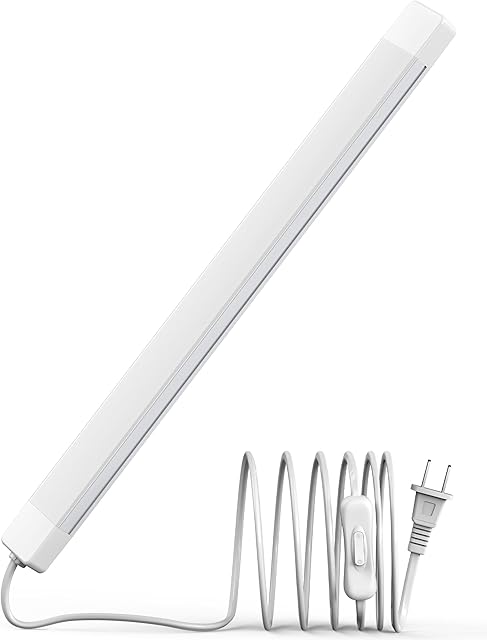 ASOKO 16 Inch Under Cabinet Lights,Plug and Play Under Counter Lighting,6000K Cool White with 700LM Bright,ETL Light Bar with ON/Off Switch for Kitchen,Under Desk,Workbench