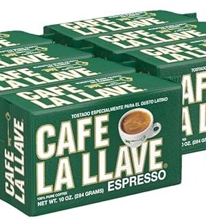 Cafe La Llave Cuban-Style Espresso Dark Roast Ground Coffee, 8-Pack (7 x 10 oz + 1 Bonus Cafe Gaviña), Rich and Bold