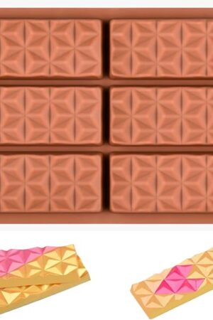 1 Pc Chocolate Bar Mold Deep Dubai Break Apart Candy Molds Thick Stuffed Silicone Molds for Filling Knafeh Pistachio Chocolate Bar and Wax Melts Large (Pyramid Shape)