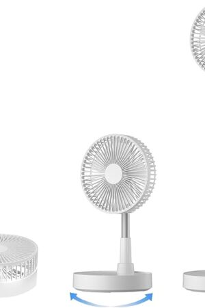 9" Foldable Rechargeable Oscillating Fan 7200mAh Battery Operated Small Fan with Remote, Quiet Table Standing Pedestal Fans for Bedroom Office Camping Travel (White)