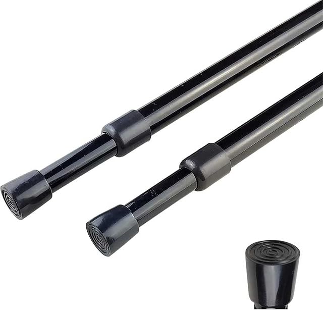 2pcs Spring Tension Curtain Rod,28-43 Inches Adjustable Expandable Pressure Black Curtain Tension Rods For Kitchen, Bathroom, Window,Home