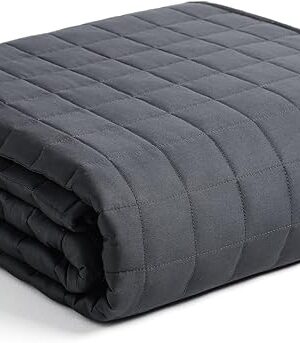 YnM 15lbs Weighted Blanket for Adults, Breathable Heavy Bed Throw Blanket with Cooling Glass Beads for All Season Use, Ideal for ~140lbs (48x72 Inches, Twin/Full, Dark Grey)