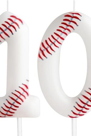ZHIHUI Birthday Candle, Baseball Birthday Number Candles, Baseball Themed Candle Cake Topper for Boys Girls Kids Birthday Cake Topper Reunions Theme Party Supplies (Number 10)
