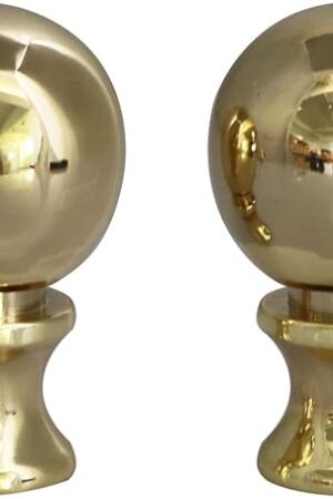 2PCS 1-1/2 Inch Lamp Finial Small Spherical Lamp Finishes for Lampshades, Polished Brass