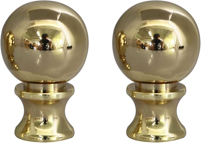 2PCS 1-1/2 Inch Lamp Finial Small Spherical Lamp Finishes for Lampshades, Polished Brass