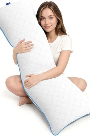 YZ HOME Long Body Pillow for Adults - Firm Body Pillow Insert with Shredded White Memory Foam, Adjustable Height, Soft Support for Side Sleeping, Pregnant Women, Washable (White, 20x54 Inch)