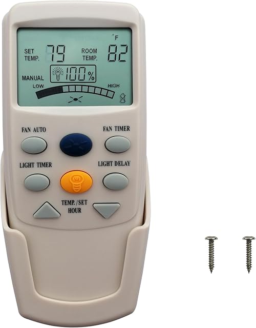 CENMING Replacement Remote for Hampton Bay Thermostatic Ceiling Fan Remote Control FAN-9T L3HFAN-9T,with Fan Timer Key 3-Speed LCD Display Temp 303.9MHz,No Light Dimmer,No Reverse (Remote Only)