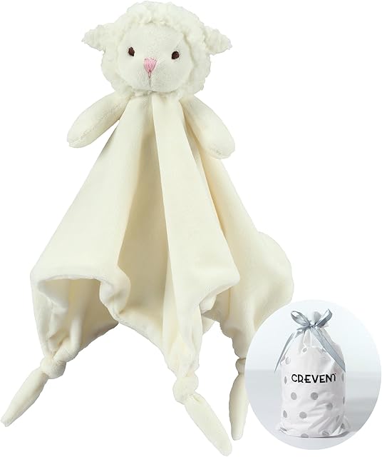 CREVENT Security Blanket Minky Front and Back Ivory Sheep