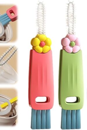 3 in 1 Cup Lid Cleaning Brush, 2024 New Bottle Cup Lid Brush Multi Functional Crevice Cleaning Brush, Water Bottle Cleaner Brush Set Suitable for All Kinds of Cups and Bottles 3PCS