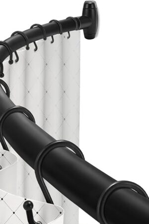 Curved Shower Curtain Rod, TOPROD Black Round Shower Curtain Rod 48-72 Inches Adjustable, Rounded Bowed Stainless Steel Shower Rods for Bathroom, Bathtub, Stall, More Shower Space, Need to Drill