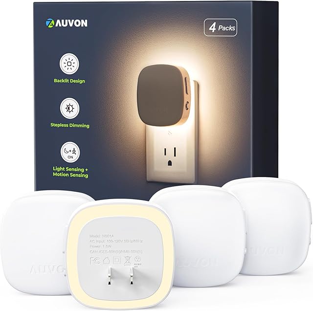 AUVON Night Light Warm White 4 Pack