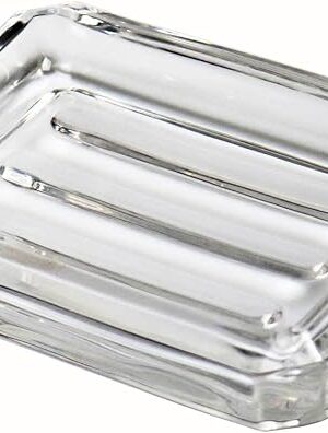 Clear Glass Soap Dish, Heavy Soap Holder for Bathroom, Sink and Kitchen