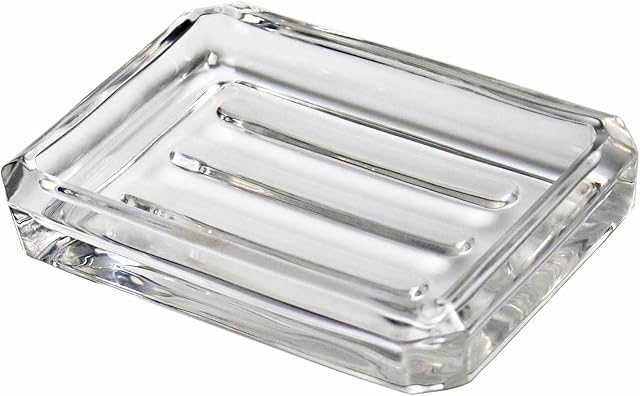 Clear Glass Soap Dish, Heavy Soap Holder for Bathroom, Sink and Kitchen