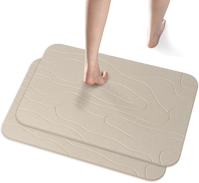 Diatomaceous Earth Shower Mat Nonslip Super Absorbent Fast-Drying Stone Hard Bath Mat