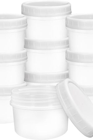 10 Pack 4oz Reusable Small Plastic Containers with Screw Lids, Small Food Storage Freezer Containers, Stackable Food Storage Jars, Sauce Condiment Jars Lunch Box Accessories