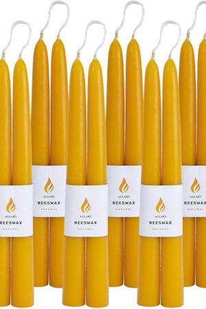 16PCS Beeswax Taper Candles, 9" Handmade Natural Candles, Dripless and Smokeless，9 Hour Burn Time