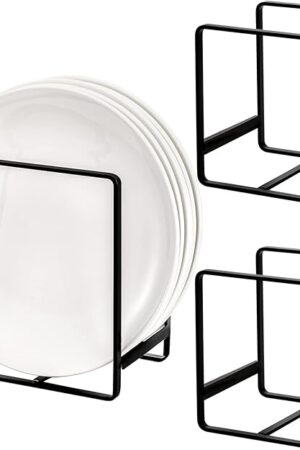 ZOOFOX 3 Pieces Metal Dish Organizer, Plate Organizer for Cabinet, Kitchen Storage Cabinet Organizer for Plates, Pots and Pans (2 Sizes)
