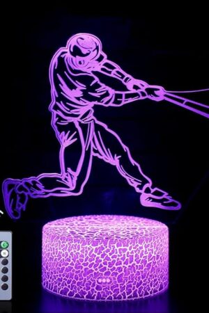 Baseball Man 3D Lamp Night Light Multiple Colour Baseball Man-2