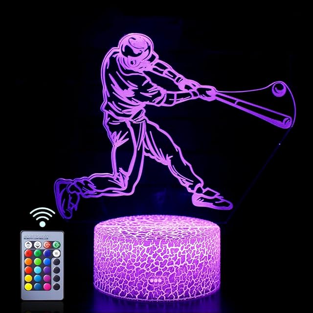 Baseball Man 3D Lamp Night Light Multiple Colour Baseball Man-2