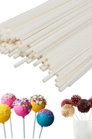 COOLAKE Lollipop Sticks 100 Pack 6 Inch Paper Candy Making Sucker Sticks for Cake Topper, DIY Homemade Fruit Candy, Chocolate