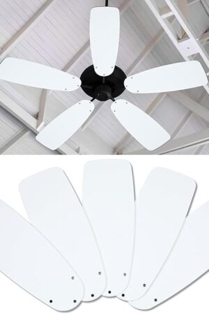5 Pack Replacement Fan Blades for 42"/52" Ceiling Fan Waterproof Blades Replacement for Broken Substitution Replacing Summer(White)
