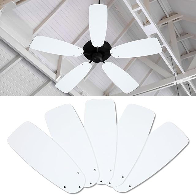 5 Pack Replacement Fan Blades for 42"/52" Ceiling Fan Waterproof Blades Replacement for Broken Substitution Replacing Summer(White)
