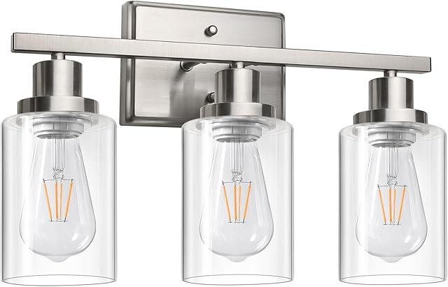 Ascher Bathroom Vanity Light Fixtures 3 Light Wall Sconces Lighting Brushed Nickel