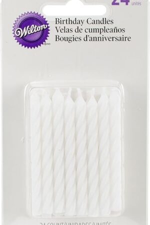 Wilton White Birthday Candles, Happy Birthday Candles For Celebrations, Weddings And Anniversaries, Spiral Candles, Birthday Decor, 24-Count, 2.5 in.