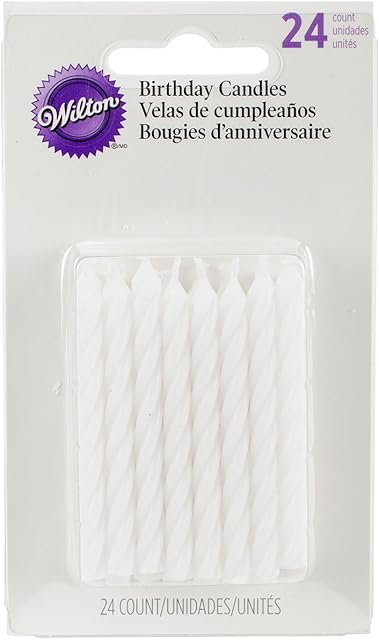 Wilton White Birthday Candles, Happy Birthday Candles For Celebrations, Weddings And Anniversaries, Spiral Candles, Birthday Decor, 24-Count, 2.5 in.