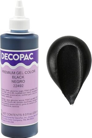 DecoPac Premium Gel Food Coloring | Black Food Coloring For Baking | 8oz | Color Buttercream, Fondant, Frosting & Piping Gel, Food Safe, Highly Concentrated Gel, 8 oz - Black