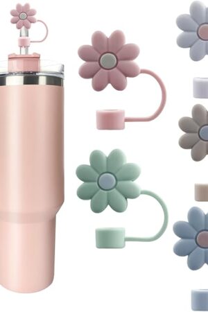 Velaco 5Pcs 0.4in/10mm Diameter Silicone Straw Covers Cap Compatible with Stanley 20 30&40 Oz Cup, Straw Toppers for Stanley 40 Oz Tumbler with Handle, Dust-Proof Straw Caps for Water Bottle
