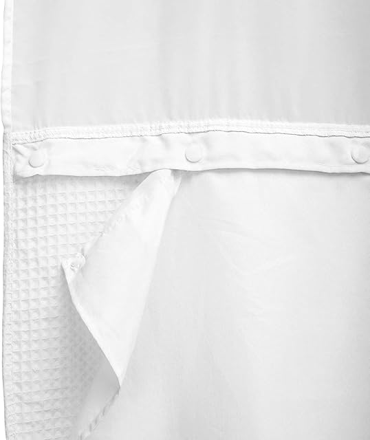 Barossa Design Fabric Snap-in Shower Curtain Liner Replacement, Removable & Washable, Hotel Style, 70x54, White
