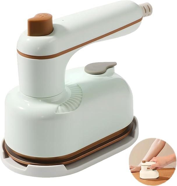 Steam Iron,Portable Travel Steamer Iron for Clothes,2-In-1 Steamer and Irons,Continuous Steam & Dry Ironing,Mini Travel Irons for Home,College Use(Green)