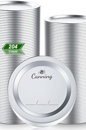 204pcs Regular Mouth Canning Lids, Canning Jar Lids for Ball, Kerr Jars, Split-Type Metal Mason Jar Lids for Canning, 100% Fit & Airtight 2.76" (70mm, Silver)