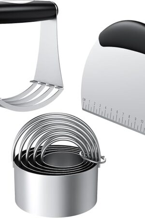 Biscuit Cutter Set, Dough Blender, Pastry Cutter, Biscuit Cutter, Dough Cutter,Pastry Cutter Set, Round Sifter,Baking Dough Tools for Cooking Cookies (3 Pcs/Set)