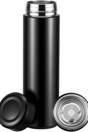 17oz Stainless Steel Water Bottles, Slim Water Bottle, Thermo Water Bottle, Insulated Water Bottle Keep Hot for 12 Hrs, Cold for 24 Hrs for Coffee, Drinks๏ผBlack๏ผ