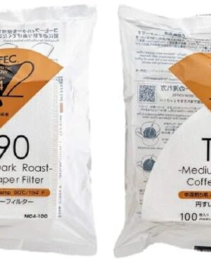 CAFEC Coffee Paper Filter Medium Dark Roast Coffee Filter For 2 to 4 Cup White 100 Count Made in Japan (2 Packs of 100 Sheets) by Sanyo