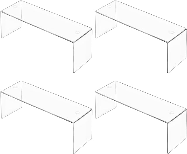 4 Packs Cabinet Organizer Shelf, Acrylic Kitchen Counter Shelves Organizer, Spice Rack for Dishes, Spices, Soda Cans and Bottles(12.4 x 4 x 4.6 inch)