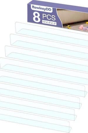 8 Pack Toy Blocker for Furniture, Clear Under Couch Blocker, Stop Things Going Under Sofa or Bed, 16" L x 1.6" H, Adjustable Gap Bumper for Furniture with Strong Tape