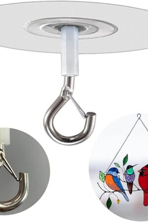 Adhesive Round Ceiling Eye Hooks, Sticky Set of 10