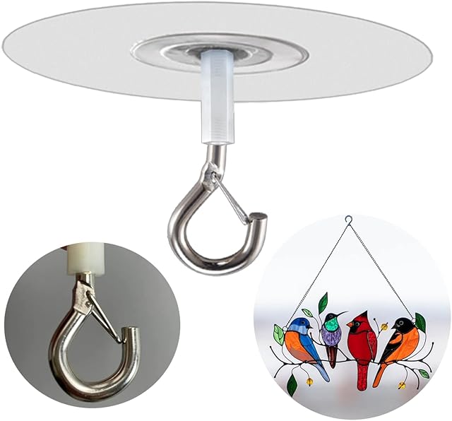 Adhesive Round Ceiling Eye Hooks, Sticky Set of 10