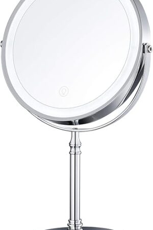 8" Lighted Makeup Mirror, 10X Makeup Mirror with Lights, Double Sided Dimmable Magnifying Mirror with Light, Rechargeable and Brightness Adjustable, Cordless Vanity Mirror with Lights
