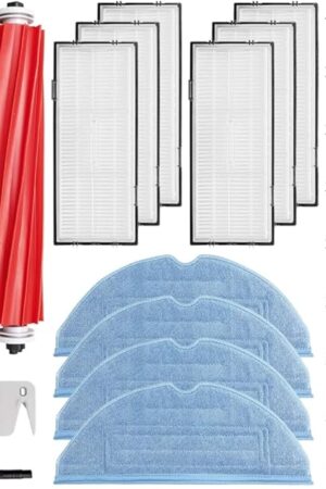 Accessories Kit Compatible With Roborock S7, S7+, S7 MaxV, S7 MaxV Plus - Replacement Vacuum Cleaner Set: 2 Main Brushes, 8 Side Brushes, 6 Filters, 4 Mop Pads by Apex Essentials