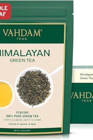 VAHDAM Himalayan Green Tea Leaves (50+ Cups, 3.53 Oz) Non GMO, Gluten Free | High Elevation Grown | Pure Unblended Tea | Vacuum Sealed | Single Origin | From Himalayas