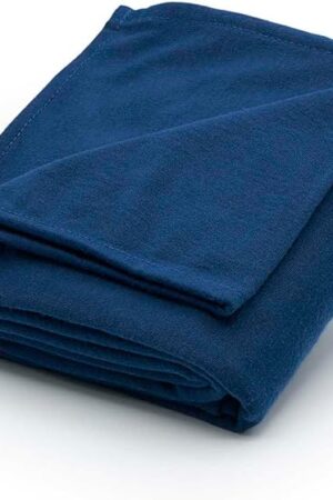 Brookstone Travel Blanket - Lightweight 2-in-1 Soft Fleece Airplane Blanket with Compact Carrying Pouch for Travel and Car, Size One Size, Blue