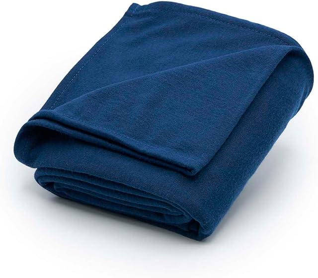 Brookstone Travel Blanket - Lightweight 2-in-1 Soft Fleece Airplane Blanket with Compact Carrying Pouch for Travel and Car, Size One Size, Blue