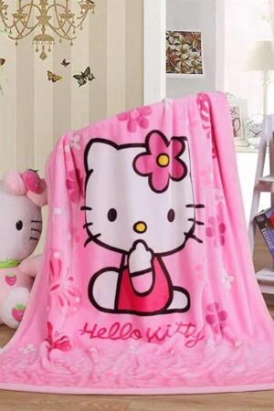 Cartoon Printing Throw Blanket for Girls Kids Adults, 40"x55", All Seasons Flannel Fleece Blanket, Soft & Warm Plush Blankets for Couch Sofa Bed Camping Travel (Pink 002)