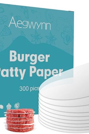 Aegwynn Hamburger Patty Paper Round 4 Inch 300 Pcs, Parchment Burger Papers Non Stick Easy to Remove Separate Frozen Pressed Patties 4 Inch